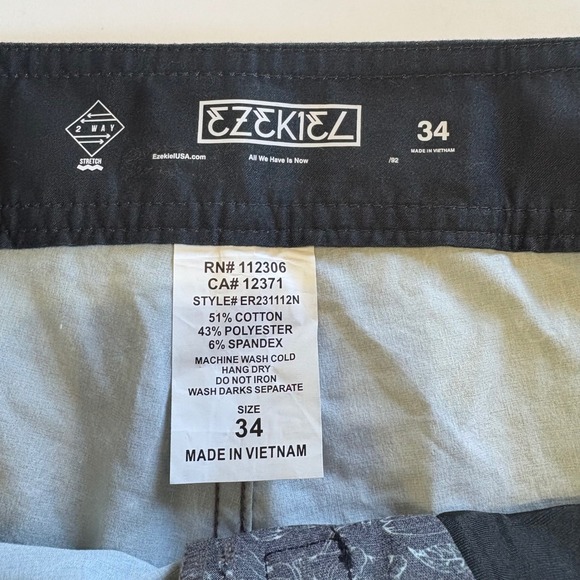 Ezekiel Floral Swim Trunks Board Shorts Beach Surf Gray Black Size 34 - Picture 5 of 9